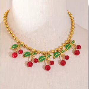 La Cherie Cherry 18K Gold Stainless Steel Waterproof Necklace